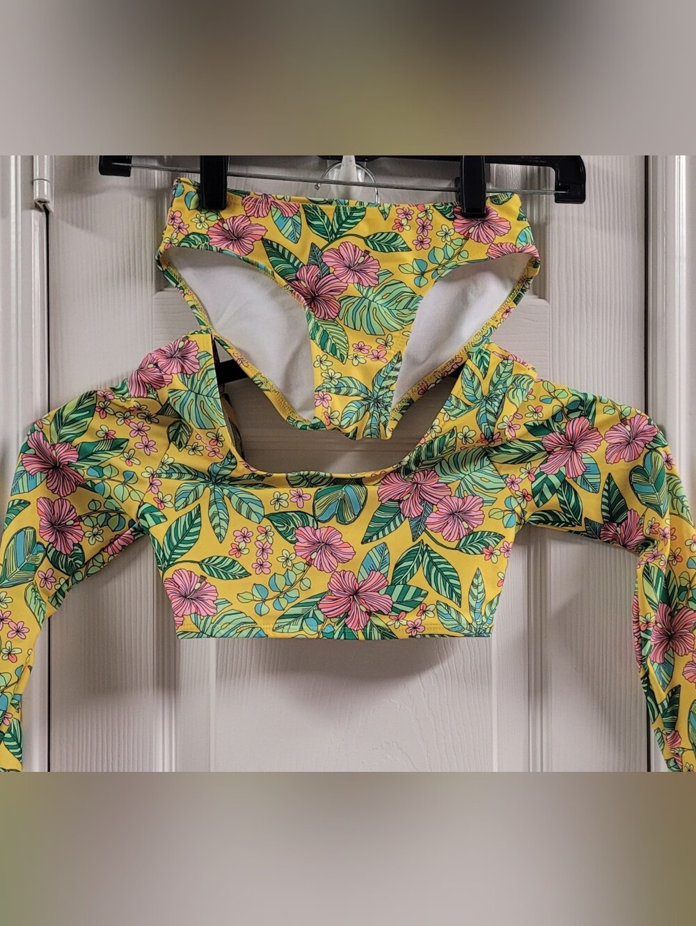 Art Class Yellow Tropical Floral 2 Pc Girls Bathing Suit.